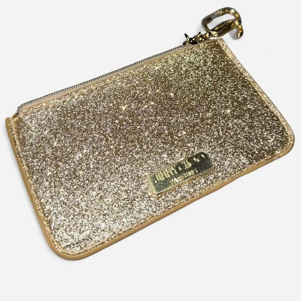 Jimmy Choo Gold Glitter Coin Purse - Picture 2 of 6